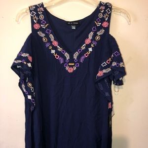 NWT navy boho cold shoulder dress